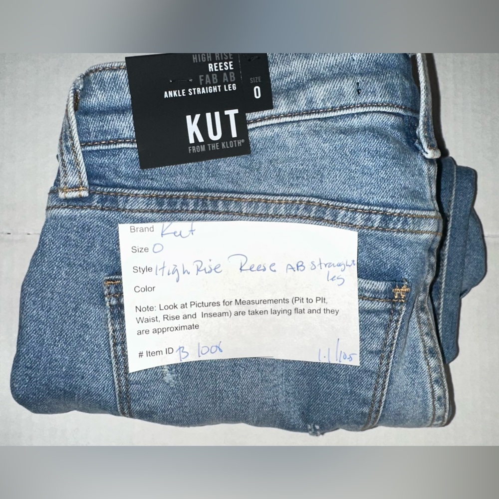 Kut from the Kloth Size 0 Reese Fab Ab Ankle Straight‎ Leg High Rise Blue - Picture 9 of 9
